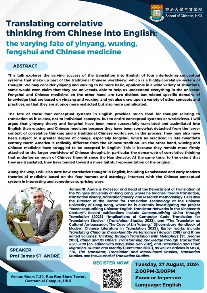 Translating correlative thinking from Chinese into English: the varying fate of yinyang, wuxing, fengshui and Chinese medicine